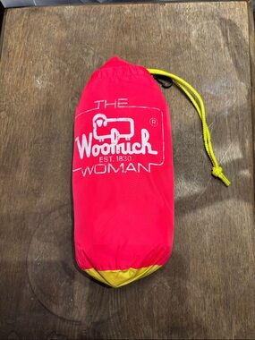Woolrich Woman Packable Rain Pants w/ Bag in Bright Pink “mango” L vintage